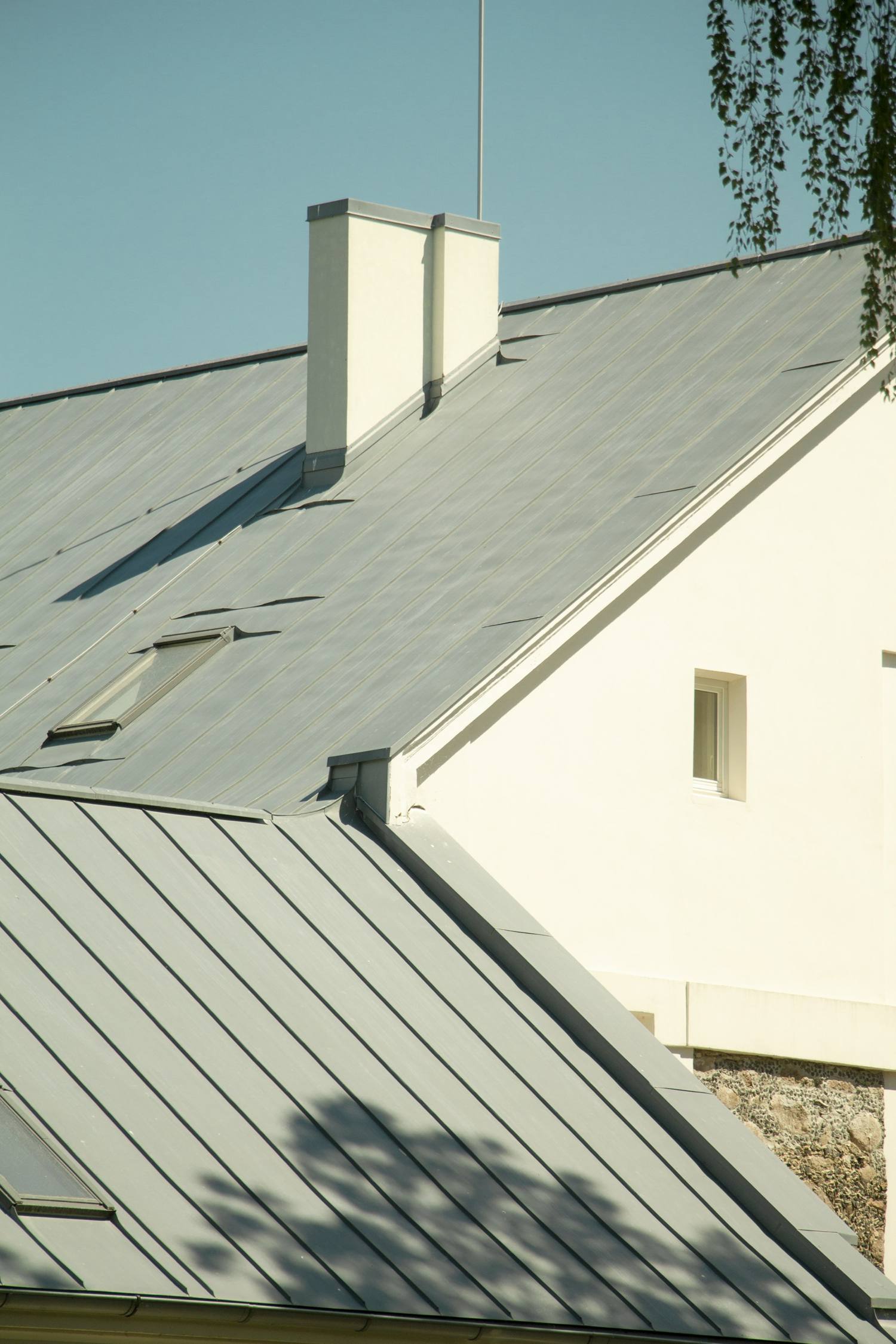 Standing-seam metal roof on a house